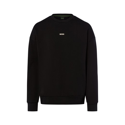 BOSS Green Bluza męska - Stenson Mężczyźni Bawełna czarny jednolity ze sklepu vangraaf w kategorii Bluzy męskie - zdjęcie 185956875