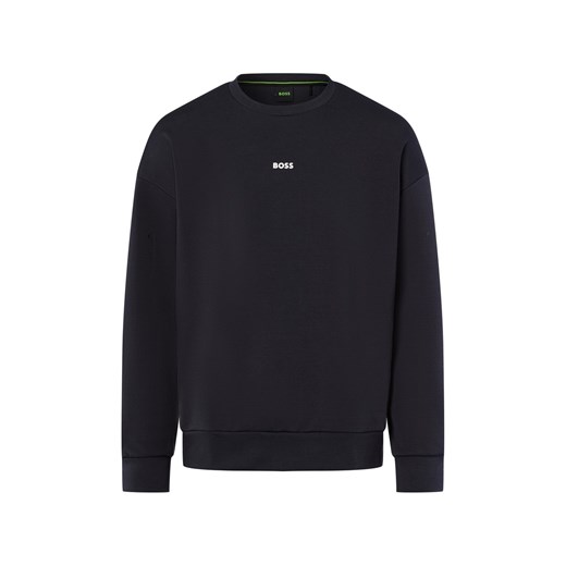 BOSS Green Bluza męska - Stenson Mężczyźni Bawełna granatowy jednolity ze sklepu vangraaf w kategorii Bluzy męskie - zdjęcie 185956876