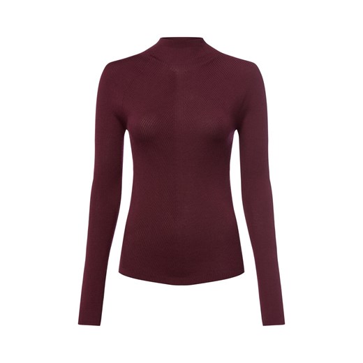 BOSS Sweter damski z dzianiny - Foliora Kobiety wełna ze strzyży bakłażanowy wypukły wzór tkaniny ze sklepu vangraaf w kategorii Swetry damskie - zdjęcie 185956877