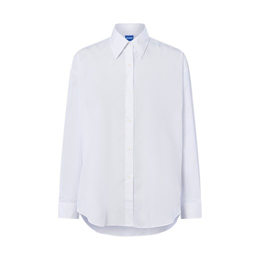 HUGO BLUE Damska bluzka koszulowa - Elisana Kobiety Sztuczne włókno biały wzorzysty ze sklepu vangraaf w kategorii Koszule damskie - zdjęcie 185956886