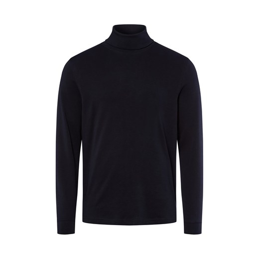 GRAAF Męska koszula z długim rękawem Mężczyźni Bawełna granatowy jednolity ze sklepu vangraaf w kategorii T-shirty męskie - zdjęcie 185956905
