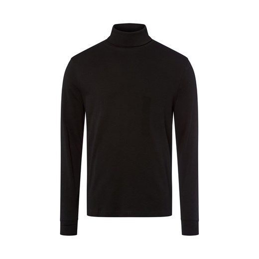 GRAAF Męska koszula z długim rękawem Mężczyźni Bawełna czarny jednolity ze sklepu vangraaf w kategorii T-shirty męskie - zdjęcie 185956906