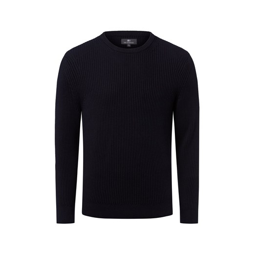 Nils Sundström Męski sweter z dzianiny Mężczyźni Bawełna granatowy wypukły wzór tkaniny ze sklepu vangraaf w kategorii Swetry męskie - zdjęcie 185956915