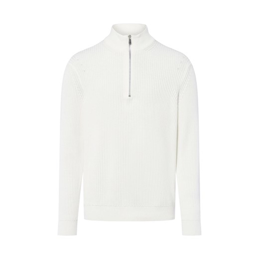 Nils Sundström Męski sweter z dzianiny Mężczyźni Bawełna écru jednolity ze sklepu vangraaf w kategorii Swetry męskie - zdjęcie 185956919