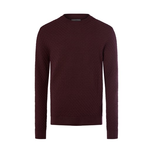 Finshley & Harding Męski sweter z dzianiny z zawartością wełny dziewiczej Mężczyźni wełna ze strzyży bakłażanowy wypukły wzór tkaniny ze sklepu vangraaf w kategorii Swetry męskie - zdjęcie 185956927