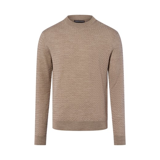 Finshley & Harding Męski sweter z dzianiny Mężczyźni Wełna merino melanżowy wypukły wzór tkaniny ze sklepu vangraaf w kategorii Swetry męskie - zdjęcie 185956929