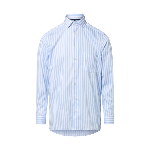 Andrew James Męska koszula biznesowa - non-iron Mężczyźni Regular Fit Bawełna jasnoniebieski w paski ze sklepu vangraaf w kategorii Koszule męskie - zdjęcie 185956948
