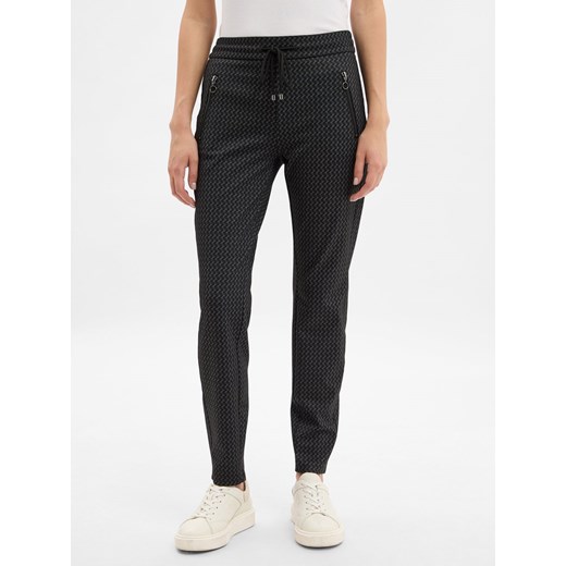 MAC Spodnie - Easy Kobiety czarny wzorzysty ze sklepu vangraaf w kategorii Spodnie damskie - zdjęcie 185957058