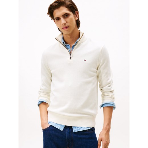 Tommy Hilfiger Sweter z zawartością kaszmiru Mężczyźni Bawełna écru jednolity ze sklepu vangraaf w kategorii Swetry męskie - zdjęcie 185957079