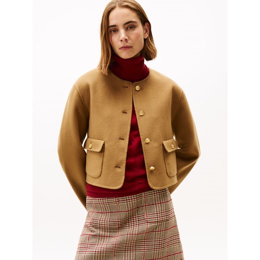 Tommy Hilfiger Damska kurtka pudełkowa z zawartością wełny Kobiety wielbłądzi jednolity ze sklepu vangraaf w kategorii Marynarki damskie - zdjęcie 185957089
