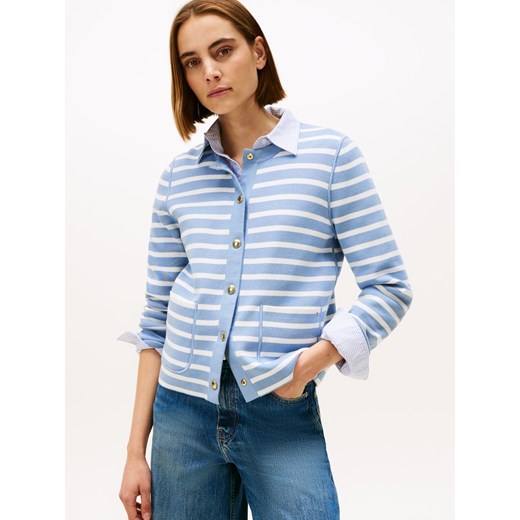 Tommy Hilfiger Damski dwustronny kardigan Kobiety Bawełna jasnoniebieski jednolity ze sklepu vangraaf w kategorii Swetry damskie - zdjęcie 185957107