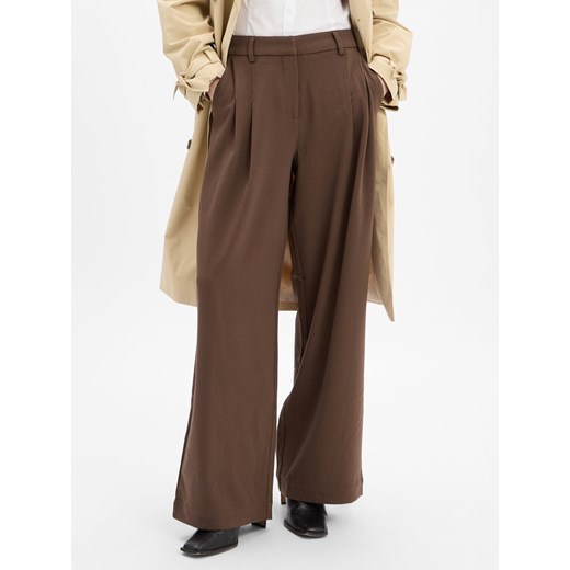 Msch Copenhagen Spodnie - MSCHHenrika Kobiety Sztuczne włókno błotnisty jednolity ze sklepu vangraaf w kategorii Spodnie damskie - zdjęcie 185957177