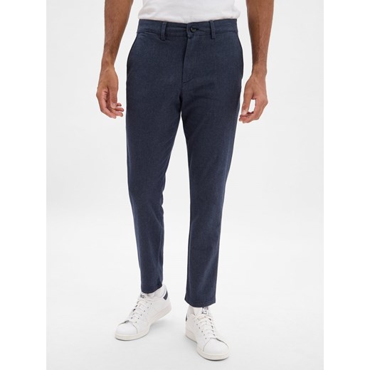 Selected Chino - SHL175-Slim Miles Mężczyźni Bawełna granatowy marmurkowy ze sklepu vangraaf w kategorii Spodnie męskie - zdjęcie 185957185