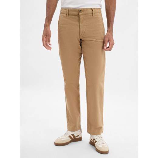 Selected Męskie spodnie chino - SHL196-Straight Harry Mężczyźni Bawełna wielbłądzi jednolity ze sklepu vangraaf w kategorii Spodnie męskie - zdjęcie 185957186
