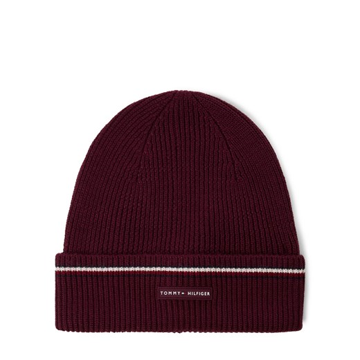 Tommy Hilfiger Męska czapka z zawartością wełny Mężczyźni Wełna bordowy jednolity ze sklepu vangraaf w kategorii Czapki zimowe męskie - zdjęcie 185957258