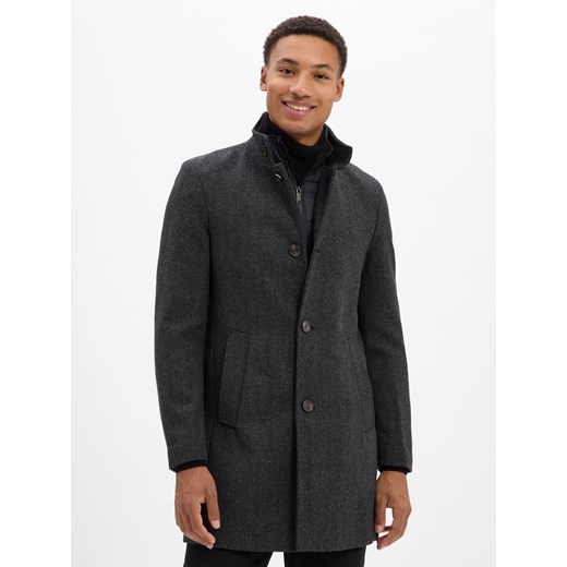 Andrew James Płaszcz z zawartością wełny Mężczyźni antracytowy wzorzysty ze sklepu vangraaf w kategorii Płaszcze męskie - zdjęcie 185957348