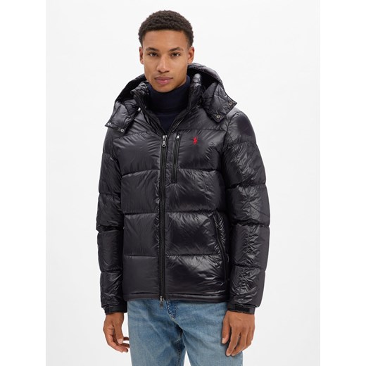 Polo Ralph Lauren Męska kurtka puchowa Mężczyźni Puch czarny jednolity ze sklepu vangraaf w kategorii Kurtki męskie - zdjęcie 185957429