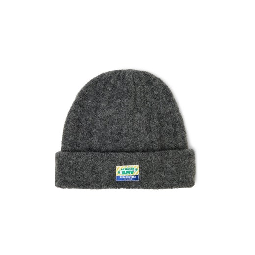 american vintage Damska czapka z dzianiny z alpaką i lnem - Vitow Kobiety Wełna antracytowy marmurkowy ze sklepu vangraaf w kategorii Czapki zimowe damskie - zdjęcie 185957449