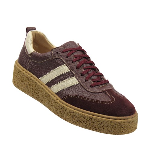 Skórzane półbuty damskie Nika Komfort 1503, bordowe ze sklepu ulubioneobuwie w kategorii Półbuty damskie - zdjęcie 185957779