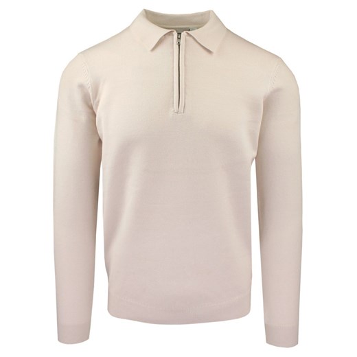 Męski, Lekki Sweter z Wiskozy z Kołnierzykiem Polo - Brave Soul - Kremowy SWBRSAW25tippleCREAM ze sklepu JegoSzafa.pl w kategorii Swetry męskie - zdjęcie 185959678