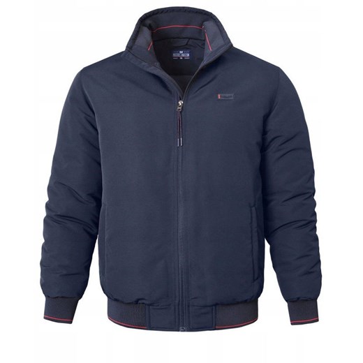 Ocieplona Zimowa Kurtka z Wysokim Kołnierzem - Pako Jeans - Granatowa KUPJNSdiumGR ze sklepu JegoSzafa.pl w kategorii Kurtki męskie - zdjęcie 185959719