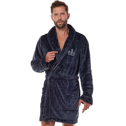 Krótki szlafrok męski 2454, Kolor grafitowy, Rozmiar 2XL, L&amp;L ze sklepu Primodo w kategorii Szlafroki męskie - zdjęcie 185961147