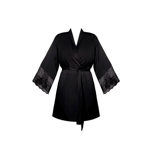 Czarny satynowy szlafrok damski Zora, Kolor czarny, Rozmiar S, Mefemi ze sklepu Primodo w kategorii Szlafroki damskie - zdjęcie 185961519