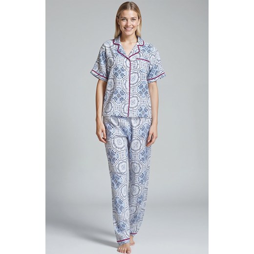 Długa piżama damska rozpinana niebiesko-różowa ATRANI, Kolor niebiesko-różowy, Rozmiar L, Sorbetto ze sklepu Primodo w kategorii Piżamy damskie - zdjęcie 185961665