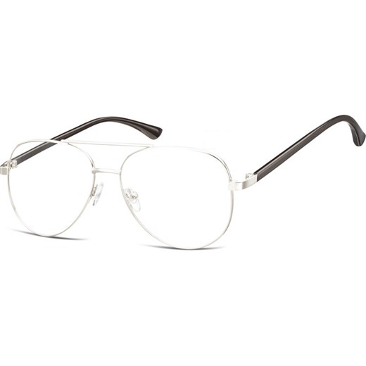 Okulary oprawki Pilotki zerówki metalowe korekcyjne 931A srebrne + czarne ze sklepu Stylion w kategorii Zegarki - zdjęcie 185962188