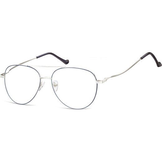 Okulary oprawki Pilotki zerówki metalowe korekcyjne 932A srebrne + niebieskie ze sklepu Stylion w kategorii Okulary korekcyjne męskie - zdjęcie 185962196