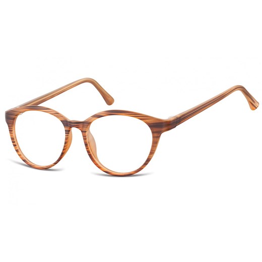 Okulary oprawki korekcyjne okrągłe Lenonki zerówki Sunoptic CP140G brązowe-imitacja drewna ze sklepu Stylion w kategorii Zegarki - zdjęcie 185962329