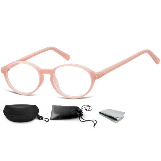 Okulary dziecięce zerówki okrągłe lenonki PK15D pudrowy róż ze sklepu Stylion w kategorii Akcesoria dziecięce - zdjęcie 185962435