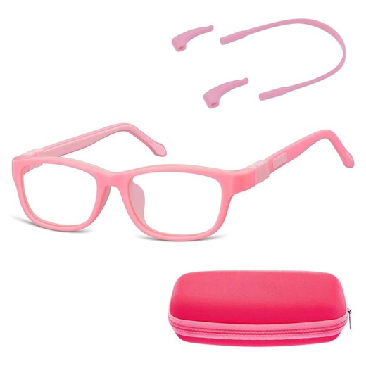 Elastyczne dziecięce oprawki okularowe zerówki prostokątne + gumka Sunoptic K5B różowe ze sklepu Stylion w kategorii Okulary przeciwsłoneczne męskie - zdjęcie 185962895