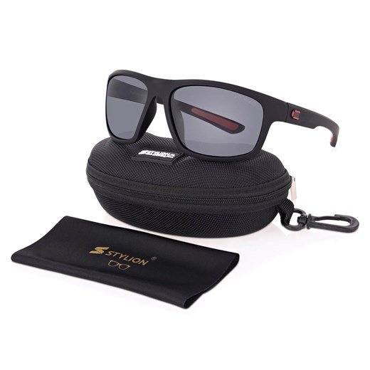 Duże męskie sportowe okulary przeciwsłoneczne z polaryzacją i filtrem UV400 Czarne POL-446A ze sklepu Stylion w kategorii Okulary przeciwsłoneczne męskie - zdjęcie 185962969