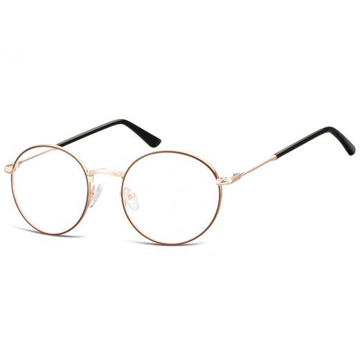 Lenonki okrągłe Okulary oprawki optyczne 919C złoto-brązowe ze sklepu Stylion w kategorii Okulary korekcyjne damskie - zdjęcie 185963189