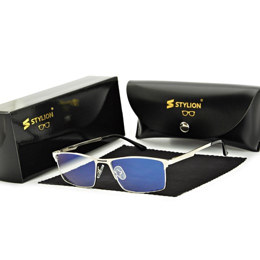 Srebrne męskie okulary do komputera BLUE LIGHT zerówki 2553B - id: 5185 - marki Stylion - 185963218 Srebrne męskie okulary do komputera BLUE LIGHT zerówki 2553B ze sklepu Stylion w kategorii Okulary zerówki męskie - zdjęcie 185963218