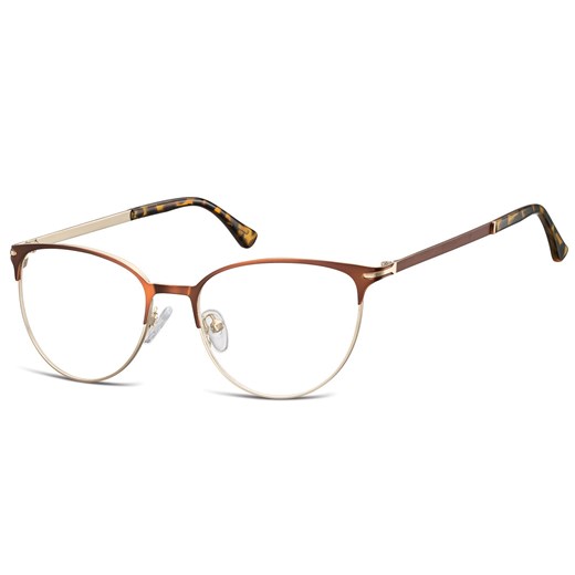 Okulary oprawki korekcyjne kocie oczy zerówki Sunoptic 914E złoto-brązowe ze sklepu Stylion w kategorii Okulary korekcyjne damskie - zdjęcie 185963256
