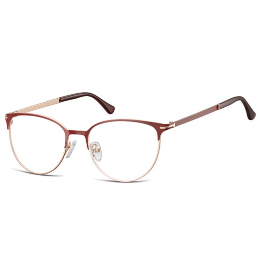 Okulary oprawki korekcyjne kocie oczy zerówki Sunoptic 914F złoto-czerwone ze sklepu Stylion w kategorii Okulary korekcyjne damskie - zdjęcie 185963257