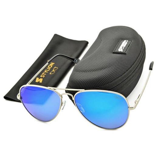 Okulary Pilotki Przeciwsłoneczne Polaryzacyjne z niebieską lustrzanką Stylion STL-03C15 ze sklepu Stylion w kategorii Okulary przeciwsłoneczne damskie - zdjęcie 185963269