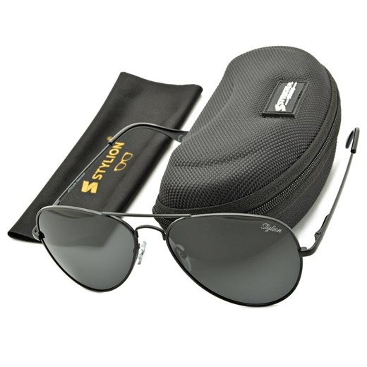 Czarne Okulary Pilotki Przeciwsłoneczne Polaryzacyjne Stylion STL-03C1 ze sklepu Stylion w kategorii Okulary przeciwsłoneczne damskie - zdjęcie 185963279