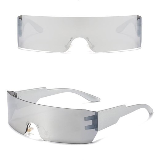 Futurystyczne okulary przeciwsłoneczne z filtrem UV400 Srebrne SVM-16A ze sklepu Stylion w kategorii Okulary przeciwsłoneczne damskie - zdjęcie 185963315