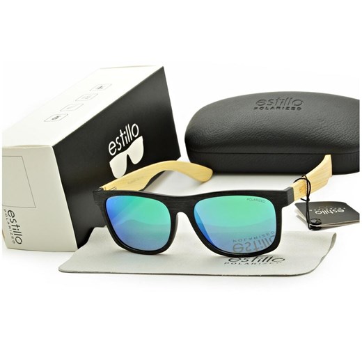 Drewniane męskie okulary przeciwsłoneczne z polaryzacją i filtrem UV400 EST-406A ze sklepu Stylion w kategorii Okulary przeciwsłoneczne damskie - zdjęcie 185963359