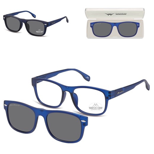 2w1 - Plusy +2.00 OKULARY DO CZYTANIA + NAKŁADKA PRZECIWSŁONECZNA z Polaryzacją CLIP-MRC-1B Niebieskie ze sklepu Stylion w kategorii Okulary korekcyjne damskie - zdjęcie 185963419