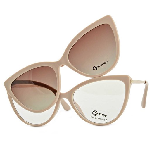 Blado różowe damskie kocie okulary do komputera z nakładką przeciwsłoneczną Clip-on 2593-2 ze sklepu Stylion w kategorii Zegarki - zdjęcie 185963465