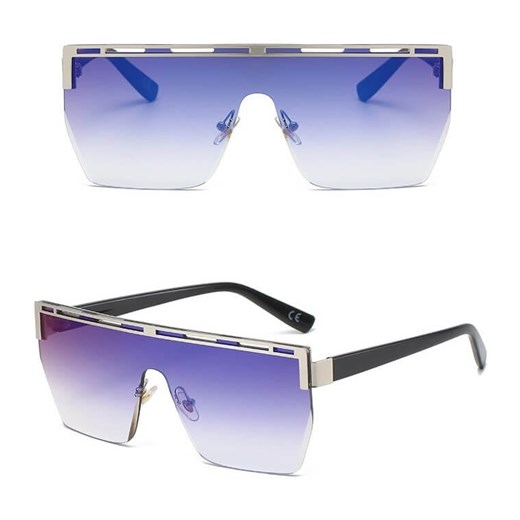 Damskie okulary przeciwsłoneczne Glamour półramkowe kwadratowe pełne szkło SKK-04B ze sklepu Stylion w kategorii Okulary przeciwsłoneczne damskie - zdjęcie 185963468