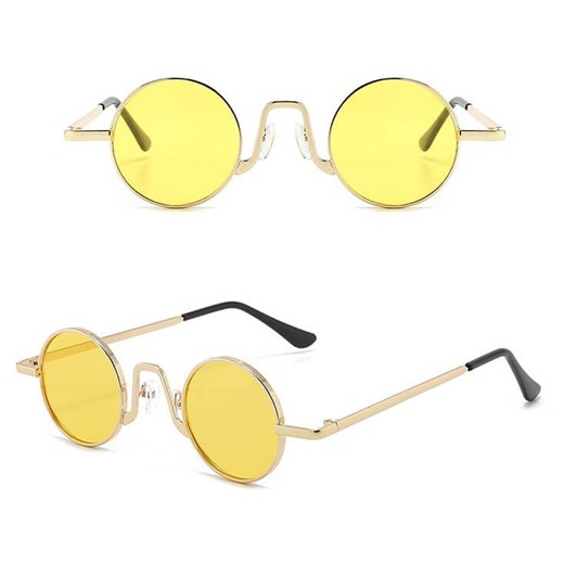 Okulary przeciwsłoneczne stalowe Okrągłe Lenonki UV400 SKK-01B ze sklepu Stylion w kategorii Okulary zerówki męskie - zdjęcie 185963526