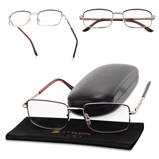 Plusy +1.00 Fotochromowe korekcyjne okulary do czytania z flexami ST334 złoty/brąz ze sklepu Stylion w kategorii Okulary korekcyjne damskie - zdjęcie 185963735