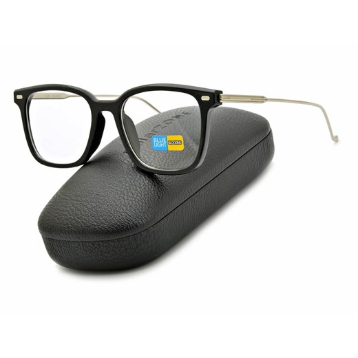 Okulary zerówki do komputera Prostokątne z filtrem BLUE LIGHT SV100 czarno-srebrne ze sklepu Stylion w kategorii Okulary zerówki damskie - zdjęcie 185963956