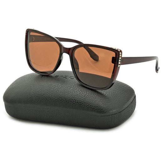 Brązowe damskie Przeciwsłoneczne okulary z polaryzacją Kocie POL-871A ze sklepu Stylion w kategorii Okulary przeciwsłoneczne damskie - zdjęcie 185964176