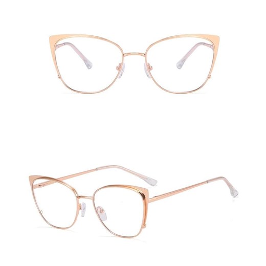 Złote Okulary kocie do komputera damskie z filtrem BLUE Light zerówki 2585-4 ze sklepu Stylion w kategorii Okulary zerówki damskie - zdjęcie 185964248